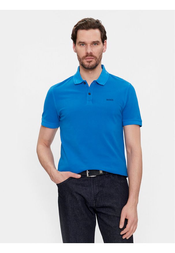 BOSS - Boss Polo Prime 50468576 Niebieski Slim Fit. Typ kołnierza: polo. Kolor: niebieski. Materiał: bawełna