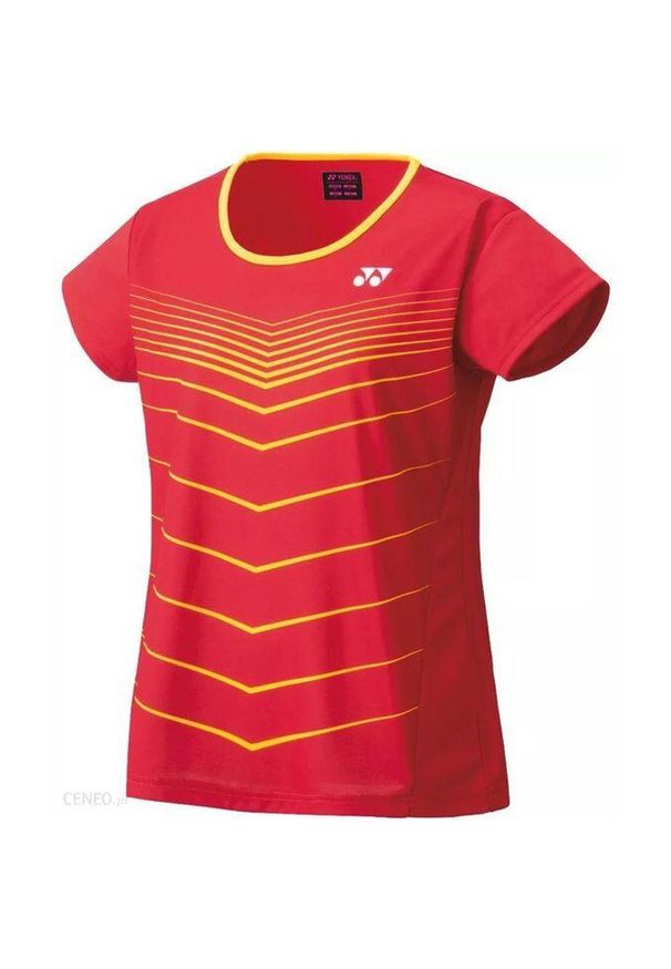 YONEX - Koszulka tenisowa damska z krótkim rękawem Yonex ruby. Kolor: wielokolorowy, żółty, czerwony. Długość rękawa: krótki rękaw. Długość: krótkie. Sport: tenis