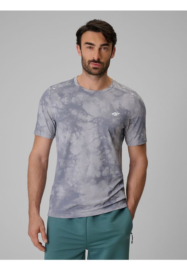 4f - 4F Koszulka treningowa regular szybkoschnąca męska - szara XXL. Kolor: szary. Materiał: materiał, włókno. Sport: fitness