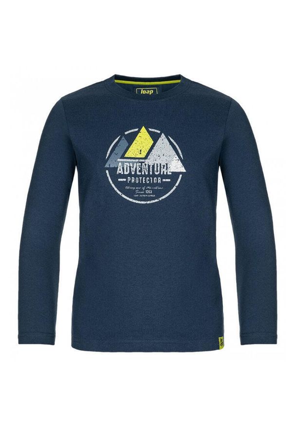 ZONE PERFECT - Koszulka dziecięca Loap Bady 116 — długi rękaw, 100% bawełna. Kolor: wielokolorowy, niebieski, fioletowy. Materiał: bawełna. Długość rękawa: długi rękaw. Długość: długie. Wzór: nadruk. Sezon: jesień