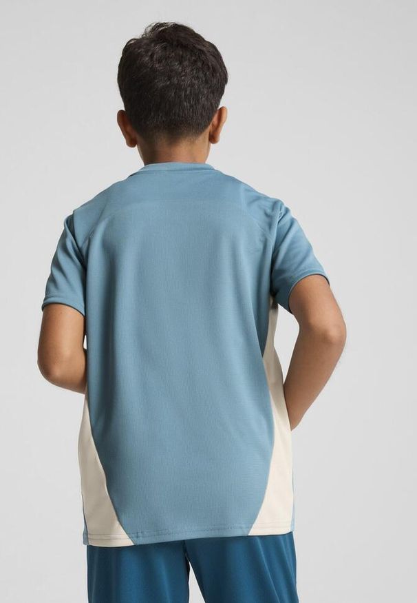 Puma - Młodzieżowa koszulka treningowa Olympique Marsylia PUMA Bold Blue Putty Beige. Kolor: beżowy, niebieski, wielokolorowy