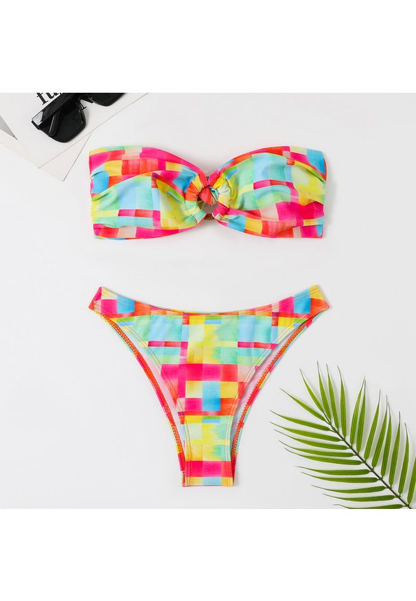 Intica - Dwuczęściowy strój kąpielowy bez ramiączek z elastycznego materiału na lato Brigitte. Kolor: wielokolorowy. Materiał: materiał