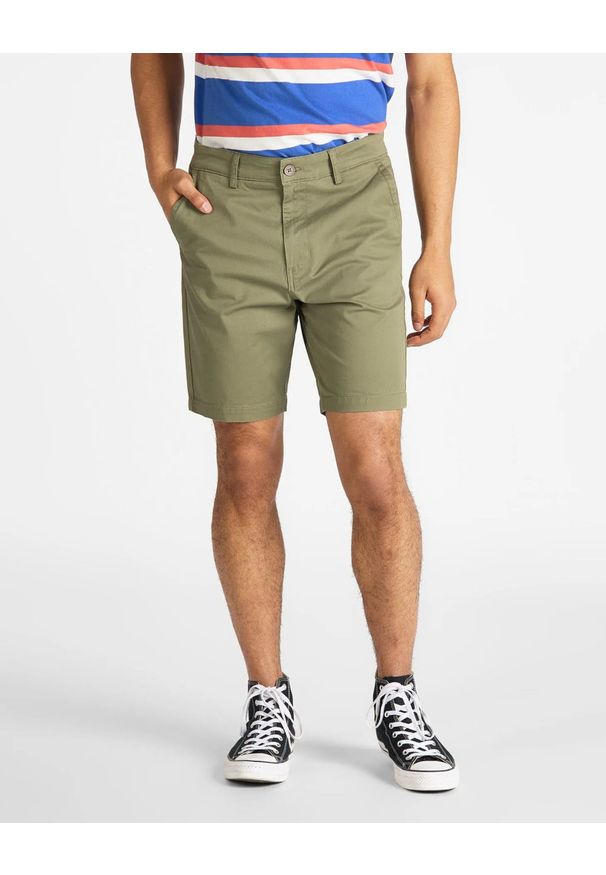 Lee - LEE SLIM CHINO SHORT MĘSKIE SZORTY MATERIAŁOWE L73HLA82. Materiał: materiał