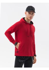 Ombre Clothing - Bluza męska z kapturem B1080 - czerwona - XXL. Typ kołnierza: kaptur. Kolor: czerwony. Materiał: poliester, bawełna #8