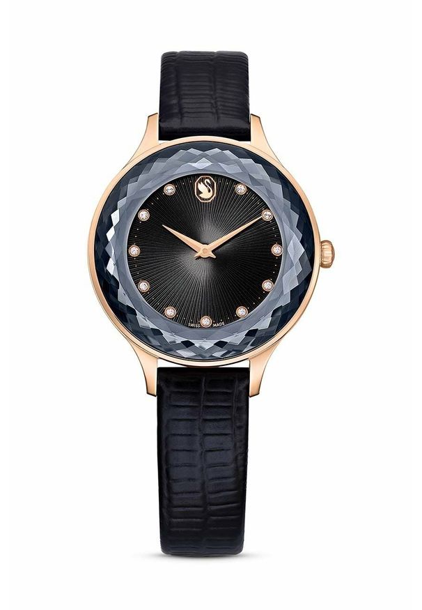 Swarovski zegarek OCTEA NOVA damski kolor czarny. Kolor: czarny. Materiał: skóra, materiał