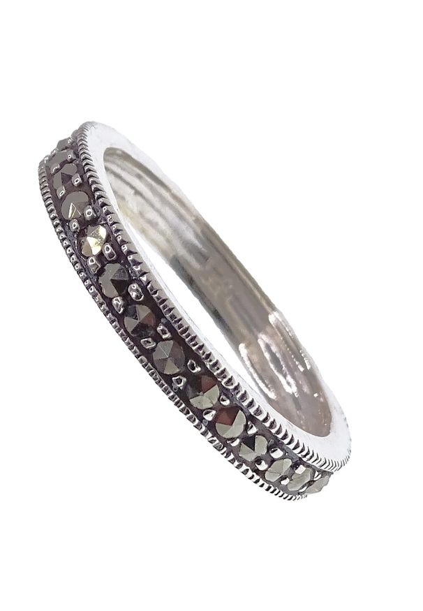 Braccatta - EDNA Srebrny pierścionek z markazytami, obrączka. Materiał: srebrne. Kolor: srebrny. Kamień szlachetny: markazyt
