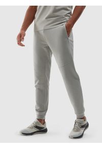 4f - Spodnie dresowe joggery z bawełny organicznej męskie - szare. Kolor: szary. Materiał: bawełna, dresówka. Wzór: ze splotem, gładki