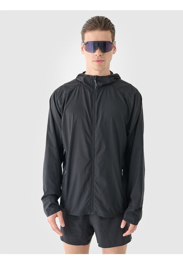 4f - 4F Kurtka do biegania Ultralight męska - szara XXL. Typ kołnierza: kołnierzyk stójkowy, kaptur. Kolor: szary. Materiał: włókno, materiał. Długość rękawa: raglanowy rękaw. Długość: krótkie. Sport: fitness, bieganie
