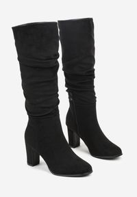 Renee - Czarne Kozaki na Słupku w Stylu Slouchy do Kolan Zeriza. Okazja: na co dzień. Kolor: czarny. Materiał: jeans. Obcas: na słupku. Styl: casual, elegancki #7