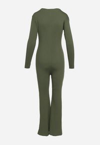 Born2be - Zielony Wiskozowy Kombinezon Bodycon z Prążkowaniem i Suwakiem Alnorema. Kolor: zielony. Materiał: wiskoza, prążkowany. Styl: elegancki #6
