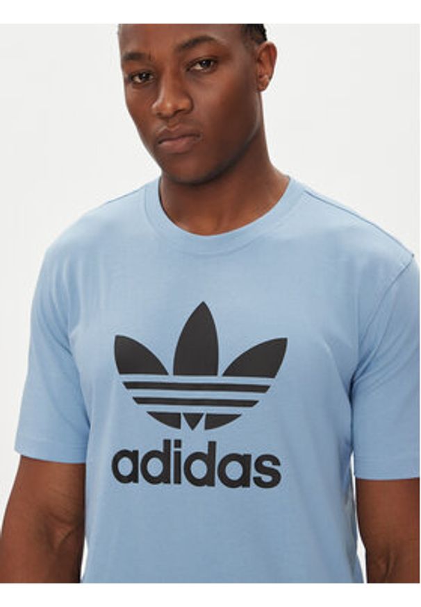 Adidas - adidas T-Shirt adicolor Trefoil JY3758 Błękitny Regular Fit. Kolor: niebieski. Materiał: bawełna