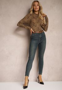 Renee - Ciemnoniebieskie Jeansy Skinny z Dodatkiem Bawełny High Waist Sezida. Stan: podwyższony. Kolor: niebieski