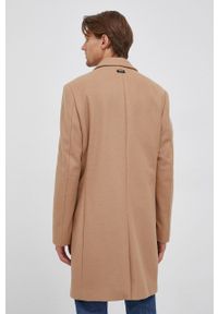 Calvin Klein Płaszcz wełniany kolor beżowy przejściowy. Okazja: na co dzień. Kolor: beżowy. Materiał: wełna. Wzór: gładki. Styl: casual #4