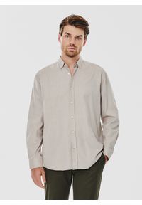 Pako Lorente - PAKO LORENTE – Gładka koszula męska beżowa długi rękaw. Okazja: na co dzień. Kolor: beżowy, zielony. Materiał: bawełna. Długość rękawa: długi rękaw. Długość: długie. Wzór: gładki. Styl: casual #10