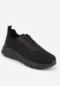 Born2be - Czarne Minimalistyczne Buty Sportowe z Siateczki na Tłoczonej Podeszwie Zanera. Okazja: na co dzień, na spacer. Kolor: czarny. Materiał: jeans. Szerokość cholewki: normalna. Sport: turystyka piesza, fitness, joga i pilates #8
