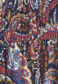 Born2be - Granatowe Bawełniane Spodnie Kuloty z Wzorem Paisley Tarrisa. Okazja: na co dzień. Stan: podwyższony. Kolor: niebieski. Materiał: bawełna. Wzór: paisley. Styl: boho, wakacyjny, casual, elegancki #4