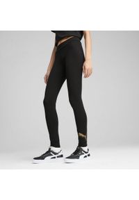 Puma - Damskie legginsy ESS METALLIC PUMA Black Metallic Gold. Kolor: czarny. Sport: bieganie