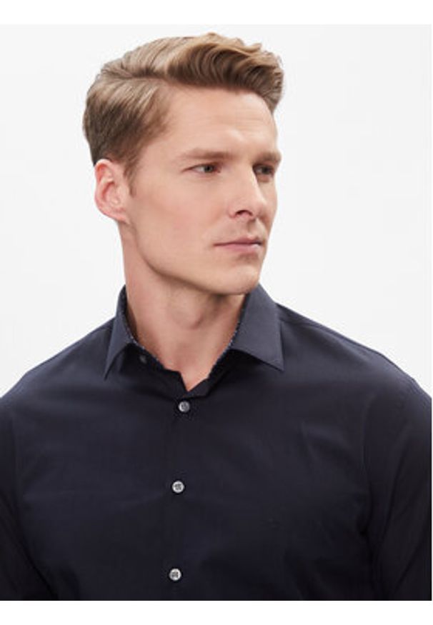 Calvin Klein Koszula K10K112310 Granatowy Slim Fit. Kolor: niebieski. Materiał: bawełna