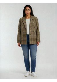 Big-Star - Marynarka damska w kratę Galani 601. Okazja: na co dzień. Kolor: różowy. Materiał: materiał, jeans, tkanina. Styl: casual, klasyczny, retro #4