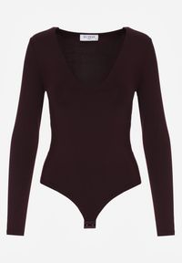 Born2be - Fioletowe Body z Dekoltem w Serek i Długim Rękawem Zailea. Okazja: na co dzień, do pracy. Typ kołnierza: dekolt w serek. Kolor: fioletowy. Materiał: materiał, jeans. Długość rękawa: długi rękaw. Długość: długie. Styl: klasyczny, casual #2