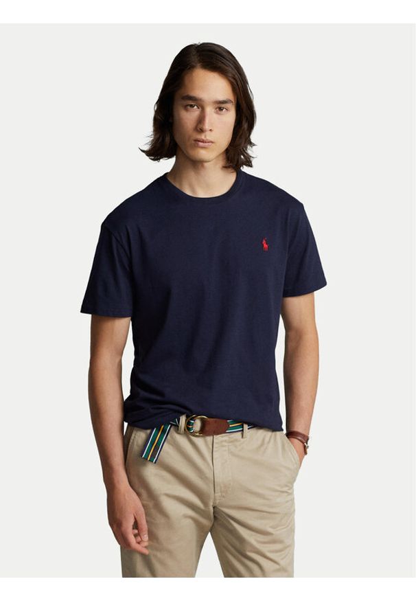 Polo Ralph Lauren T-Shirt Bsr 710680785 Granatowy Custom Slim Fit. Typ kołnierza: polo. Kolor: niebieski. Materiał: bawełna