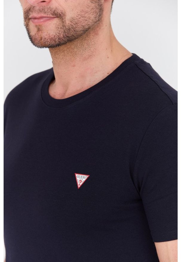 Guess - GUESS Granatowy męski t-shirt Core Tee, Rozmiar XL. Kolor: niebieski