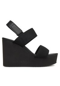 Calvin Klein Jeans Sandały Wedge Sandal Webbing In YW0YW01790 Czarny. Kolor: czarny. Materiał: materiał #1