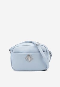 Born2be - Niebieska Torebka na Ramię z Metaliczną Ozdobą Naneloria. Kolor: niebieski. Wzór: aplikacja. Styl: klasyczny, casual, elegancki, biznesowy. Rodzaj torebki: na ramię