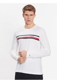 TOMMY HILFIGER - Tommy Hilfiger Longsleeve MW0MW32366 Biały Slim Fit. Kolor: biały. Materiał: bawełna. Długość rękawa: długi rękaw