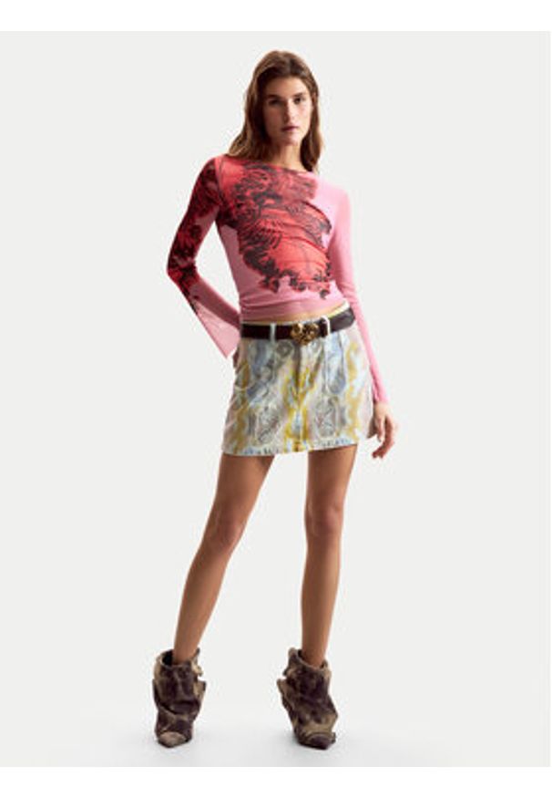 Desigual Bluzka Orchid Lacroix 26SWTK50 Różowy Slim Fit. Kolor: różowy. Materiał: syntetyk