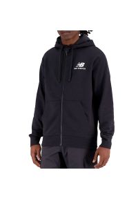 Bluza New Balance MJ31536BK - czarna. Kolor: czarny. Materiał: poliester, bawełna, dresówka. Styl: klasyczny, sportowy #1