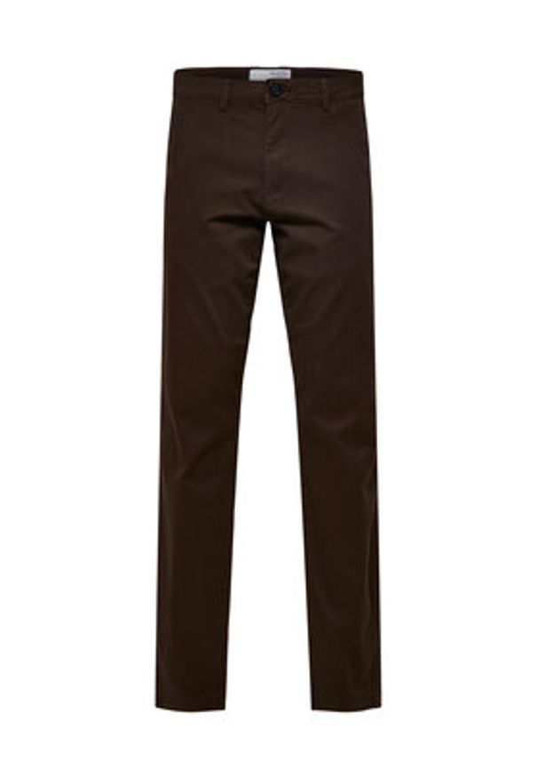 Selected Homme Chinosy 16087663 Brązowy Slim Fit. Kolor: brązowy. Materiał: bawełna