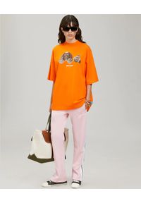 PALM ANGELS - Pomarańczowy t-shirt z misiem. Kolor: pomarańczowy. Materiał: bawełna. Wzór: motyw zwierzęcy, nadruk #3