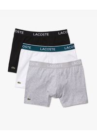 Lacoste - LACOSTE - 3-pack kolorowych bokserek z bawełny. Kolor: szary. Materiał: bawełna. Wzór: kolorowy #1