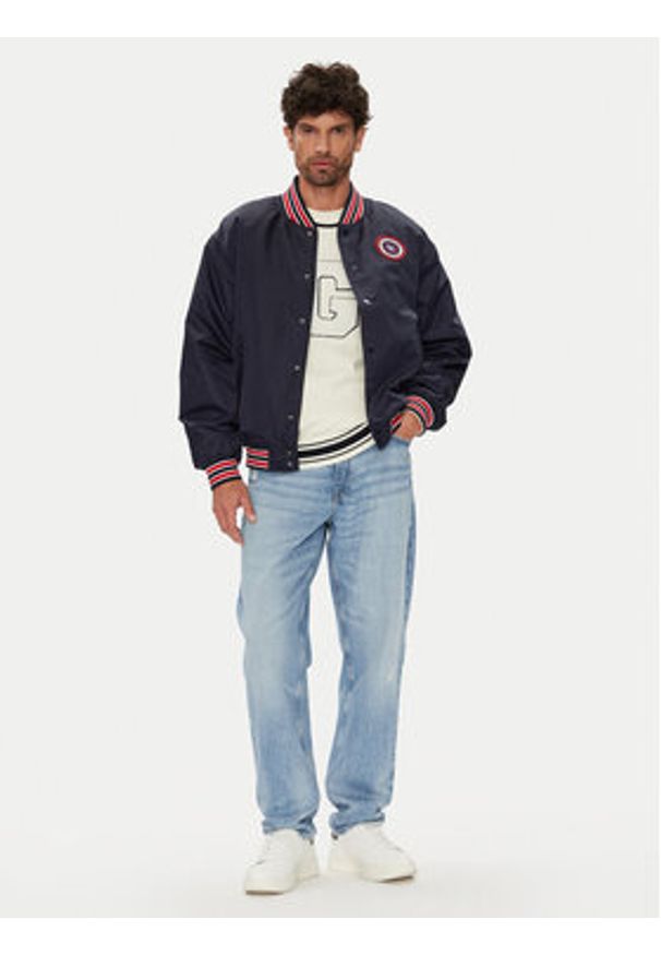 Guess Jeans Kurtka bomber M5YL15 WHAA2 Granatowy Regular Fit. Kolor: niebieski. Materiał: syntetyk