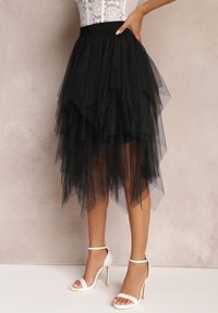 Renee - Czarna Tiulowa Spódnica o Asymetrycznym Fasonie z Tiulu Savisa. Kolor: czarny. Materiał: tiul #1