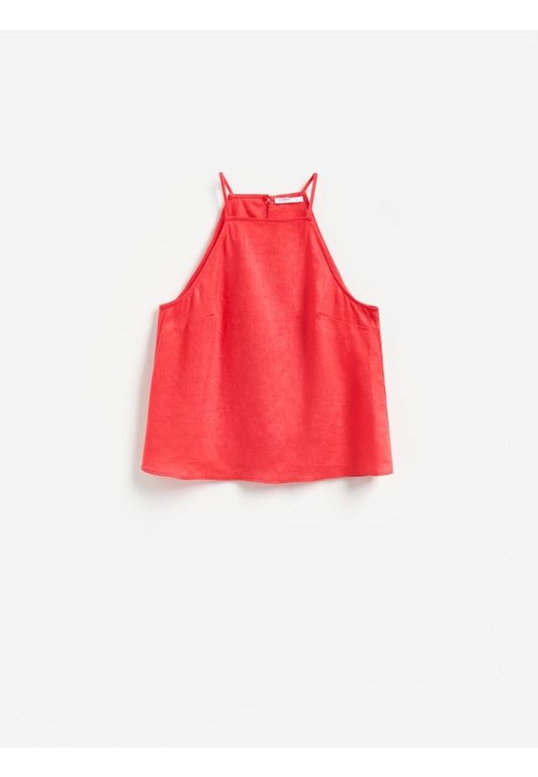 Reserved - Lniany top - czerwony. Kolor: czerwony. Materiał: len
