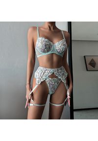 Intica - Komplet bielizny z haftem na co dzień i na specjalne okazje Chiyoe. Kolor: niebieski. Materiał: materiał. Wzór: haft #6