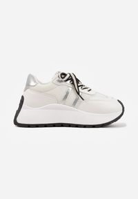 Renee - Białe Streetwearowe Sneakersy Chunky VICES na Platformie Ilnatea. Okazja: na co dzień. Kolor: biały. Materiał: jeans. Obcas: na platformie. Sport: fitness #2