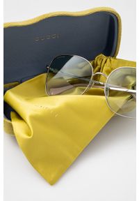 Gucci okulary przeciwsłoneczne damskie kolor srebrny. Kolor: zielony. Wzór: geometria #4