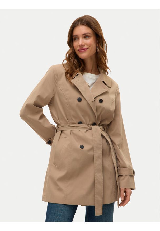 Vero Moda Trencz Chelsea 10329343 Beżowy Regular Fit. Kolor: beżowy. Materiał: syntetyk