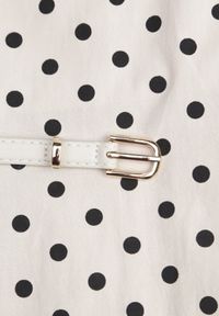 Renee - Beżowa Retro Sukienka z Bawełny i Wiskozy w Kropki o Rozkloszowanym Kroju Phrithoe. Okazja: na randkę. Kolor: beżowy. Materiał: bawełna, wiskoza. Wzór: kropki. Typ sukienki: rozkloszowane. Styl: retro #3