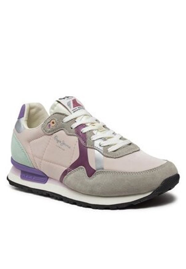 Pepe Jeans Sneakersy Brit Print W PLS40010 Szary. Kolor: szary. Materiał: skóra. Wzór: nadruk