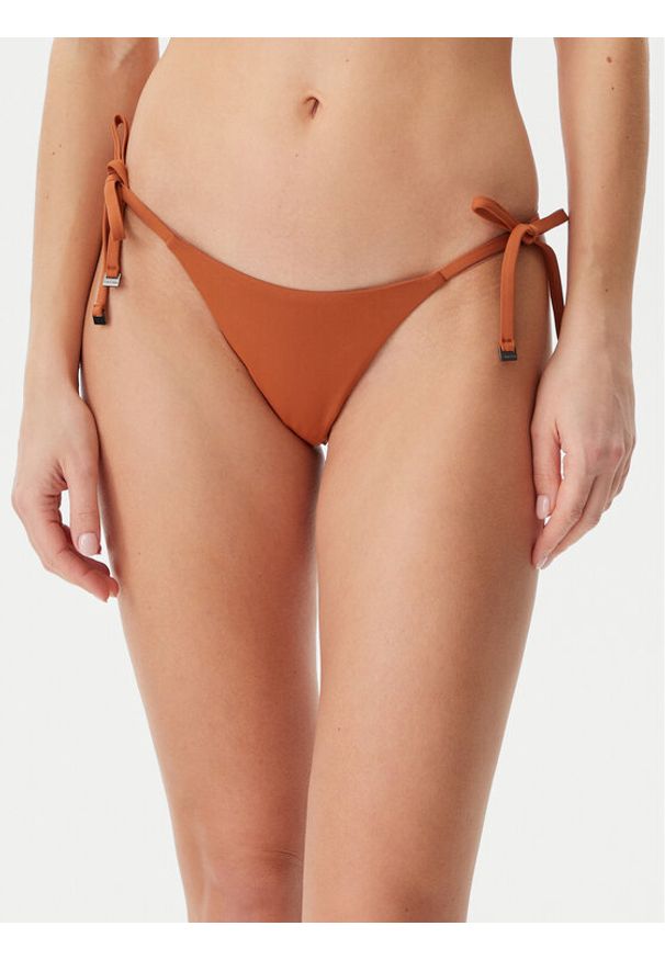 Calvin Klein Swimwear Dół od bikini KW0KW02704 Brązowy. Kolor: brązowy. Materiał: syntetyk