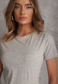 Renee - Szary T-shirt z Bawełny z Okrągłym Dekoltem Nedima. Okazja: na co dzień. Kolor: szary. Materiał: bawełna. Styl: casual, klasyczny #4