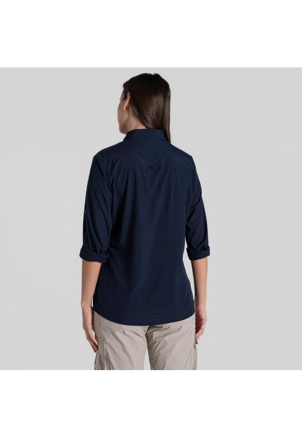 CRAGHOPPERS - Koszula podróżnicza damska Craghoppers NosiLife Freeda Long Sleeved Shirt. Okazja: na co dzień. Kolor: niebieski. Styl: casual