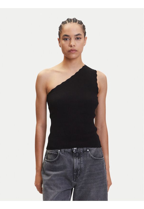 JDY Top Nanna 15351420 Czarny Slim Fit. Kolor: czarny. Materiał: wiskoza