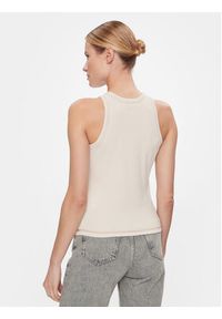 Calvin Klein Jeans Top Hero Monologo Rib Tank J20J222975 Écru Regular Fit. Materiał: bawełna #3