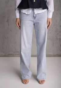 Renee - Niebieskie Szerokie Jeansy z Bawełny High Waist Vimalianna. Okazja: na co dzień. Stan: podwyższony. Kolor: niebieski. Styl: casual #2