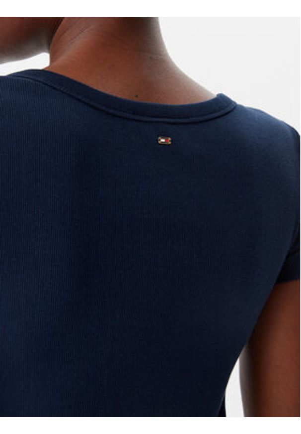 TOMMY HILFIGER - Tommy Hilfiger Sukienka codzienna Henley WW0WW43864 Granatowy Slim Fit. Okazja: na co dzień. Typ kołnierza: typu henley. Kolor: niebieski. Materiał: bawełna. Typ sukienki: proste. Styl: casual